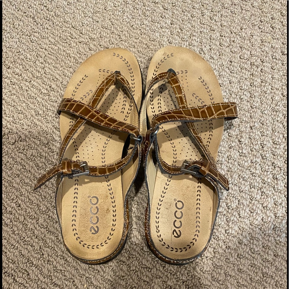 SUMMER BASIC - Ecco Sandals - Brown Mock Croc